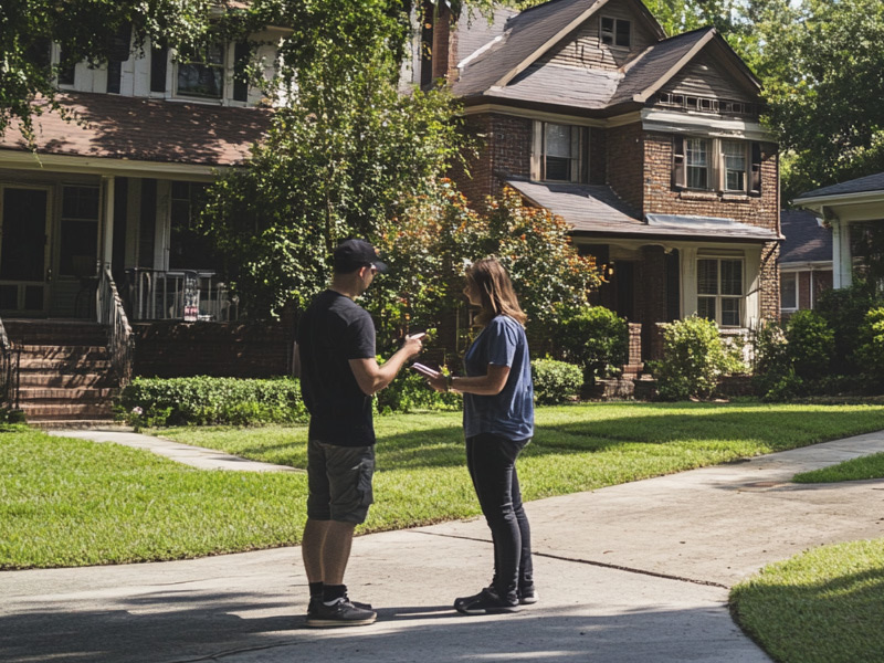A two people talk about rent tools from each other on ToolBevy.