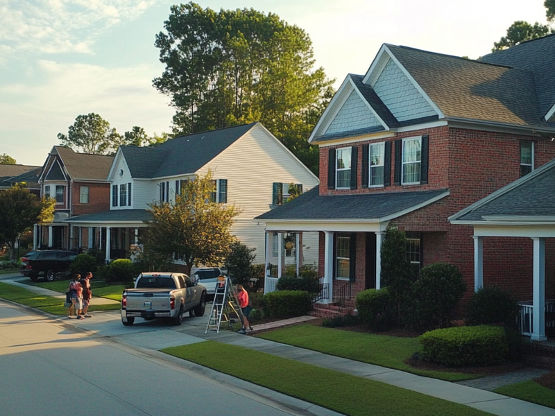 A man uses his ladder near his home after finding it on ToolBevy. 